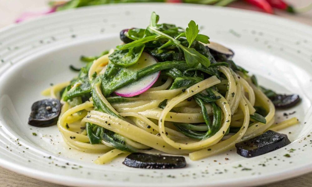 tagliolini liquirizia e cime di rapa