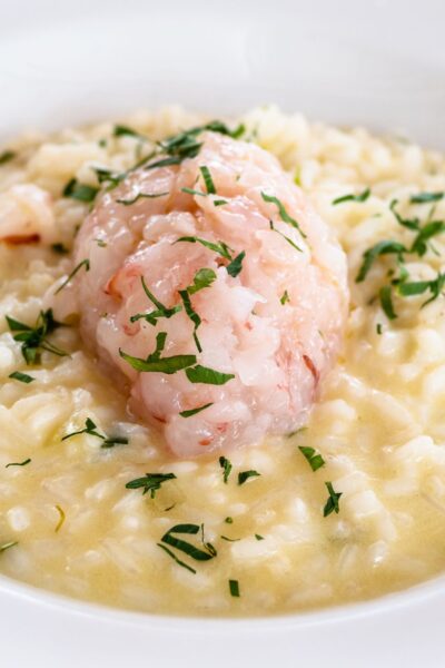 Ricetta: Risotto cacio e pepe con lime e gambero rosso